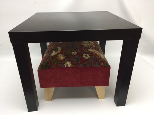 Footstool Pouffe Stool Genuine William Morris Red Strawberry thief UK - Picture 6 of 6
