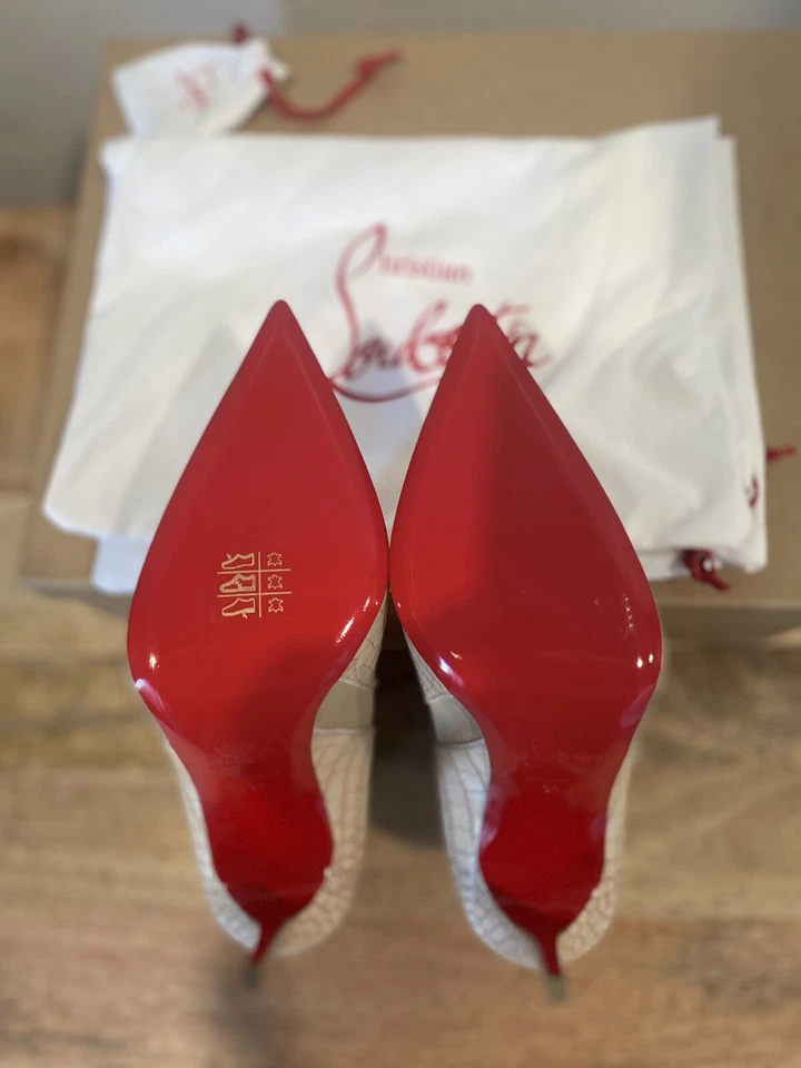 Christian Louboutin CHELSEA CHICK BOOT 100mm Croc Botas Tacón Botín Leche Talla 39 Foto 2 de 3