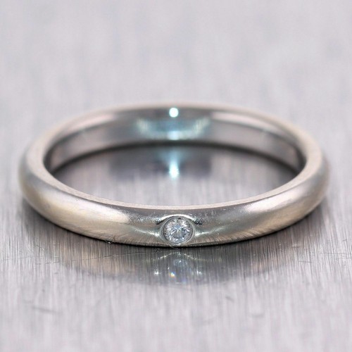 Platinum 0.02ct Diamond Band Ring 