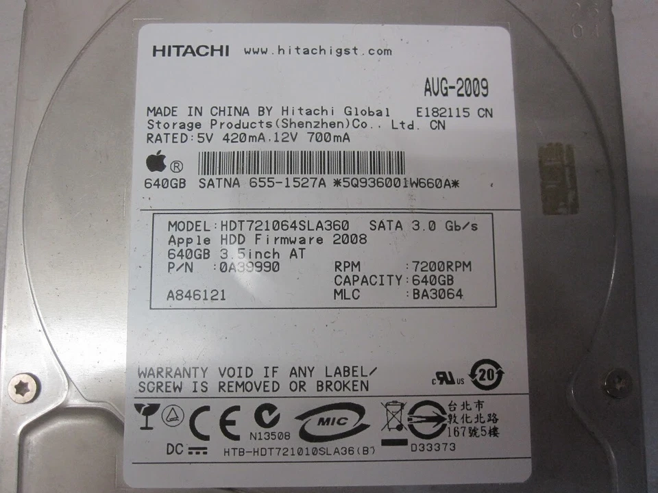 Hitachi Deskstar HDT721064SLA360 A846121 640GB 7200RPM SATA 3.5" HDD - Image 2 of 4