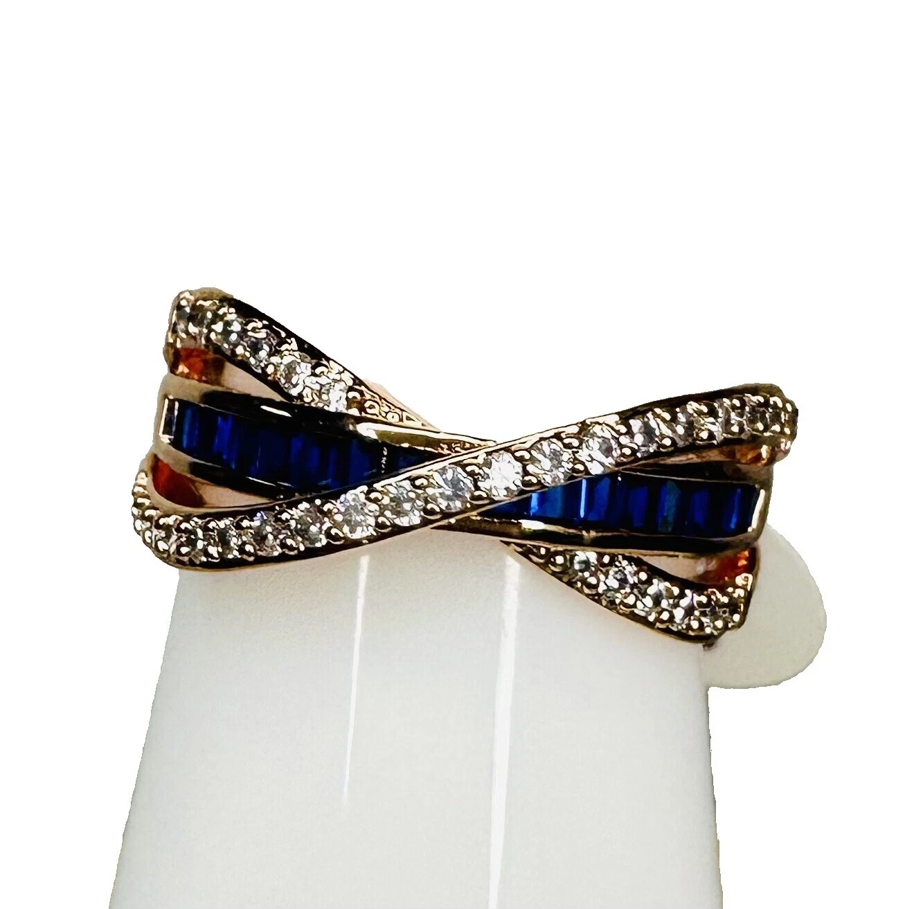 Banda de Oro Rosa Chapado Zafiro Anillos de Moda