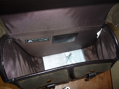 Triumph 02-16 Air Cooled Scrambler OEM Left Hand Waxed Cotton Saddlebag complete - Picture 9 of 22