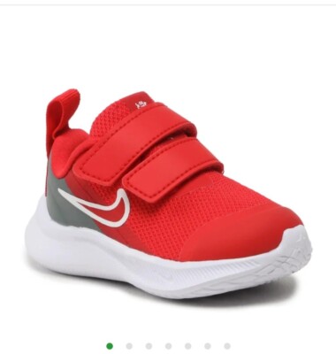 NIKE Kids' Star Runner 3 Shoe, Unisex Kid's Sneaker, White/Red
