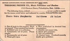 Postcard Theodore Presser Co Music Publishers Philadelphia PA 1913