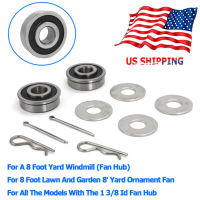 For 8 Foot Lawn Yard Garden Windmill Ornament Fan Bearing Repair Kit 2 Bearings