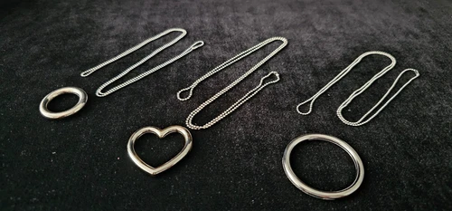 Stainless Steel Magic Ring & Chain - 1 Large 1 Small & 1 Heart Shape - product listing photo