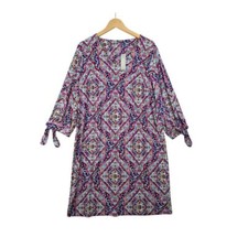 New Chico's Paisley Print Dress Tie Sleeve Long Sleeve Multicolor Size 12/14