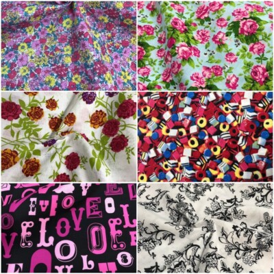 100 % Baumwollstoff Auswahl an Designs Blumen Liebe Lakritz Süßigkeiten 150 cm/60 Zoll