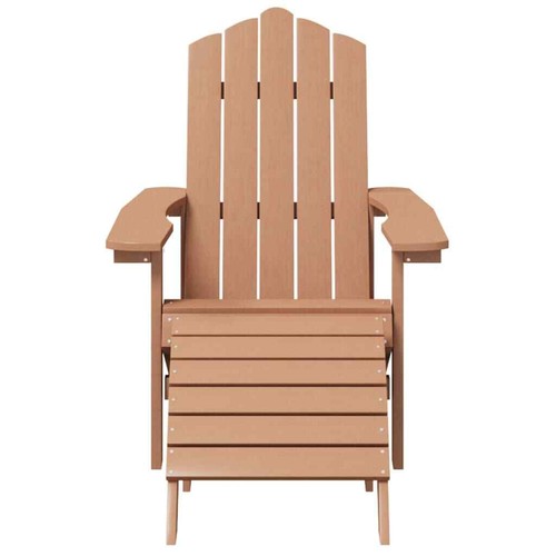 vidaXL Garden Adirondack Chair with Footstool & Table HDPE Brown BMG - Picture 4 of 8