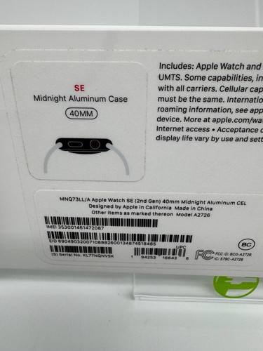 Unlocked Apple Watch SE 2nd Gen 40MM MIDNIGHT Aluminum Midnight Sport Band - Zdjęcie 7 z 15