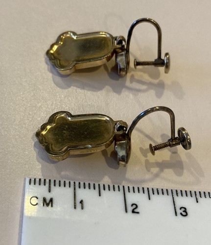 Antique Victorian Rolled Gold Filled Black Enamel Screw Back Dangle Earrings - Picture 3 of 7