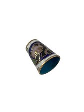 Chinesischer Cloisonne Fingerhut Panda Goldrand Vintage Emaille Handbemalt