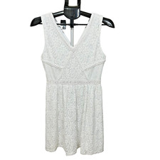 NWT womens mi AMI white SLEEVELESS above knee LACE DRESS zipper MINI size M