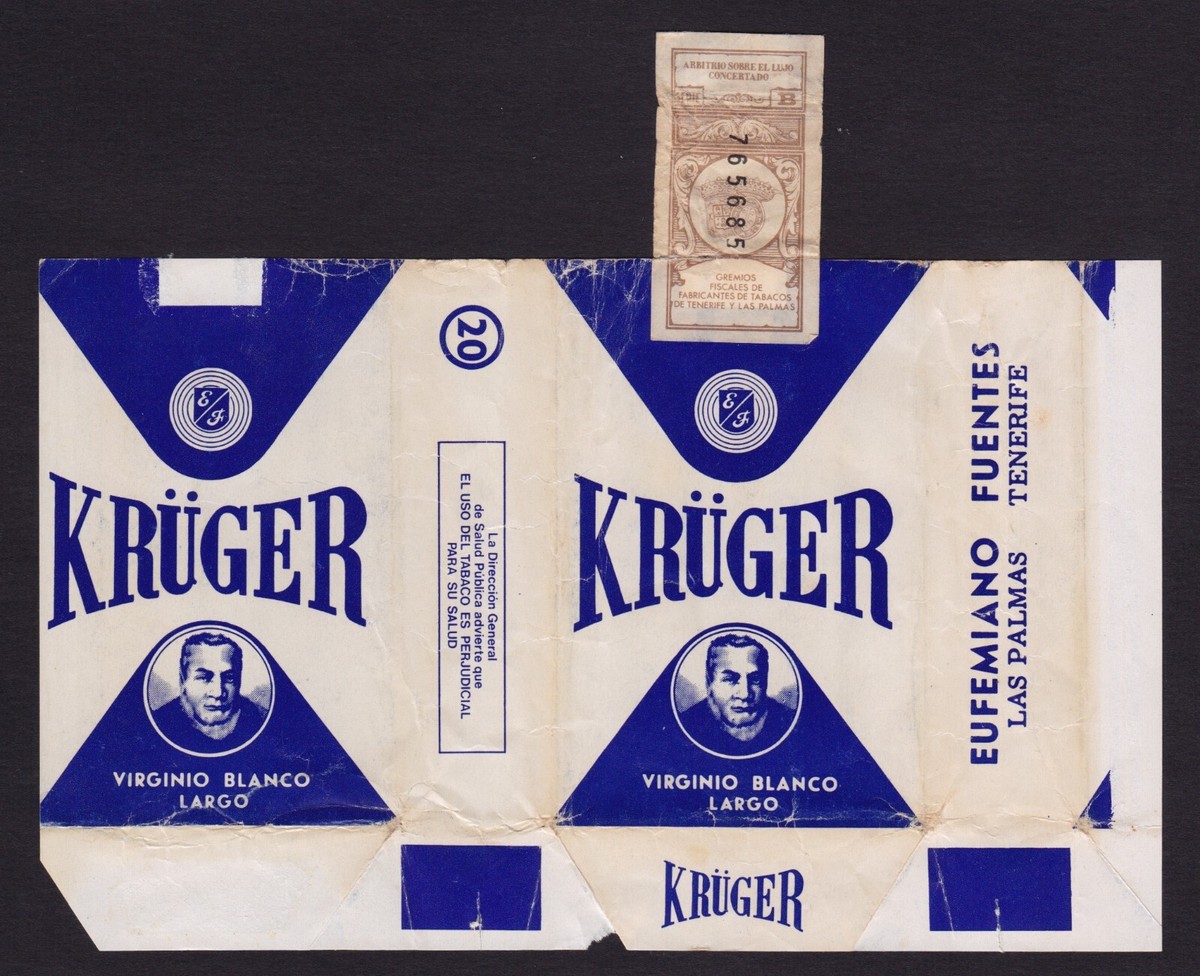 KRUGER - Canary Islands - Spain - empty cigarette pack packet label wrapper 