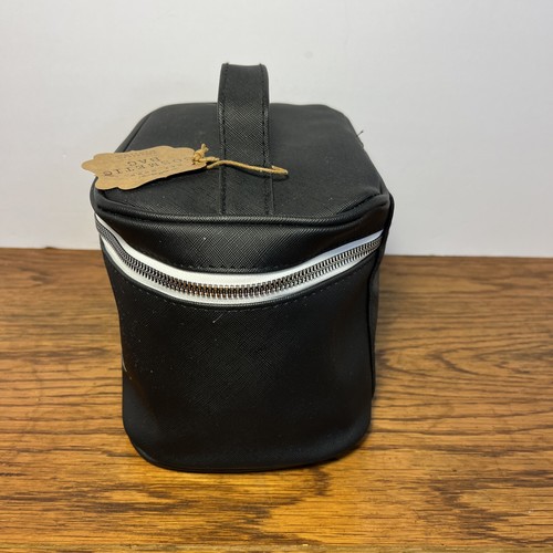 RAE DUNN "BEAUTY BAG" Cosmetic Train Case Black Zipper Closure New with Tags - Picture 3 of 7