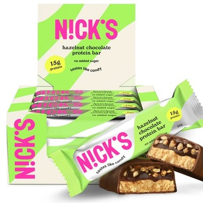 Nicks Protein Riegel Haselnuss Schokolade 12x50g ohne Zuckerzusatz...