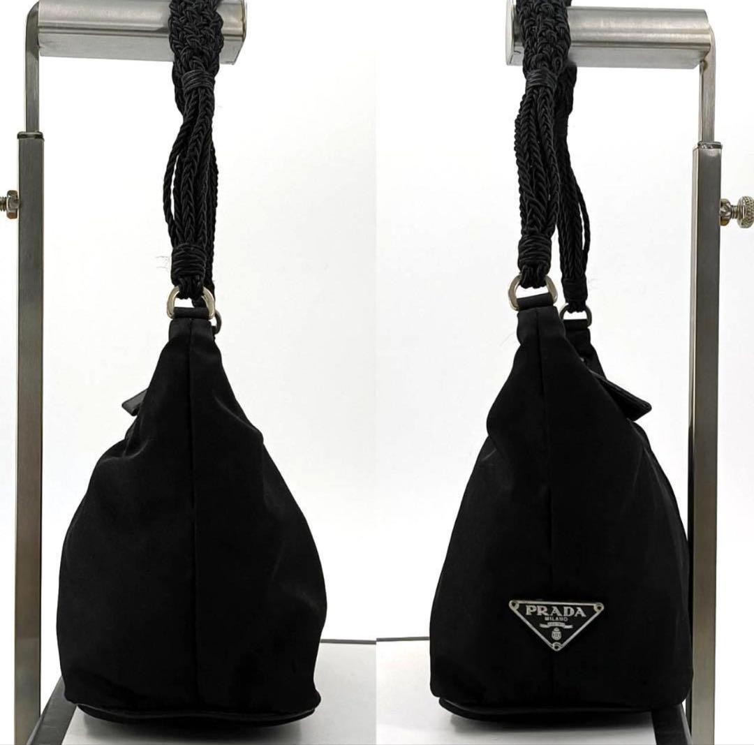 Rare PRADA Accessory Pouch Braided Triangle Logo Nylon One Shoulder thumbnail 5