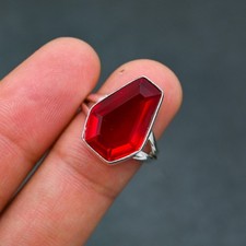 Red Garnet Gemstone 925 Sterling Silver Ring Handmade Jewelry Ring For Gift