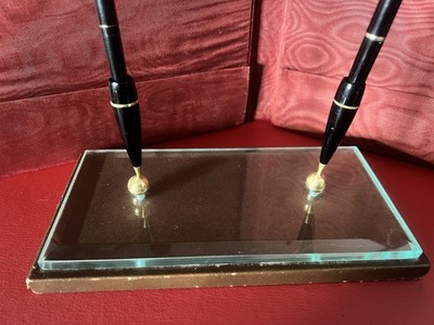 PELIKAN SHEAFFER Kugelschreiber mit Glasfuß Schreibtisch Vintage