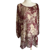 PURA VIDA Sheer Floral Tunic Top Mini Dress Fairycore Whimsigoth Boho Romantic M