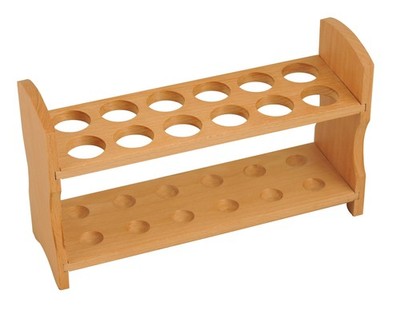 Wooden Test Tube Rack - Accommodates 12 Tubes, up to 28mm - 10.25'' Wide - Pre