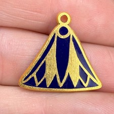 Vintage MMA Pendant Gold Egyptian Revival Lotus Blossom Blue Enamel 1976