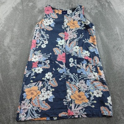 Next Kleid Damen UK 10 dunkelblau Blumen Leinenmischung ärmellos Etuikleid Boho