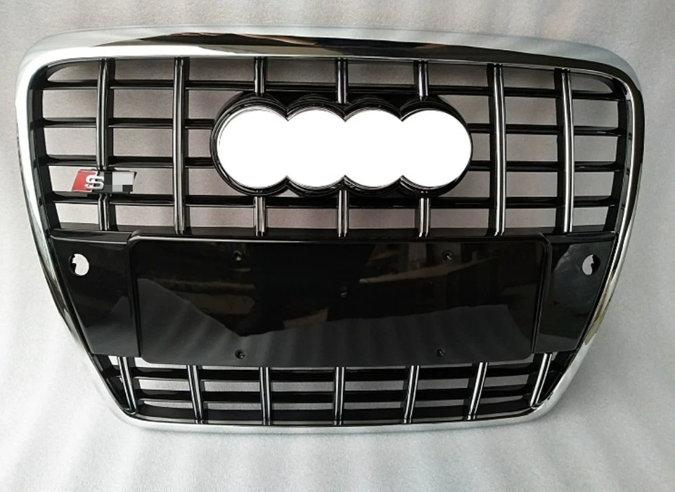 适用于奥迪 A6 C6 Sline Style 2005 - 2011 铬环条前保险杠格栅 — 第 2/4 张图片