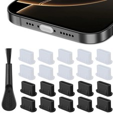 USB C Dust Plug, 20 Pack C Port Plug Cover Silicone 10 Black/ 10 Clear