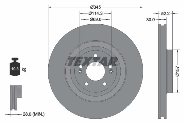 2Er Set Bremsscheiben Textar 92315103 Hyundai 51712S0100-image