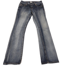 Maurices Bootcut Jeans Womens Size 7/8 Regular Medium Wash Blue Whiskered Denim