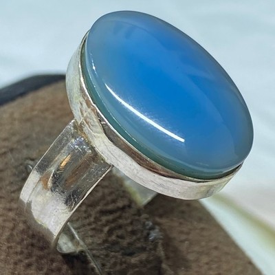 Anillo vintage de plata de ley 925 para hombre natural yemení azul