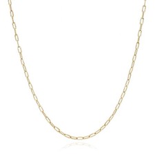 14K Yellow Gold 2mm Diamond-Cut Paperclip Chain Solid Links 16"-18"