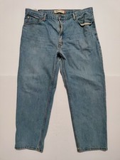 Levis 550 Mens 42x30 Light Blue Distressed Faded Cotton Relaxed Tapered Jeans