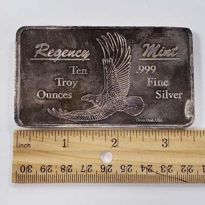 10 oz .999 Silver Bar - Regency Mint Orem Utah - USA Eagle Flag