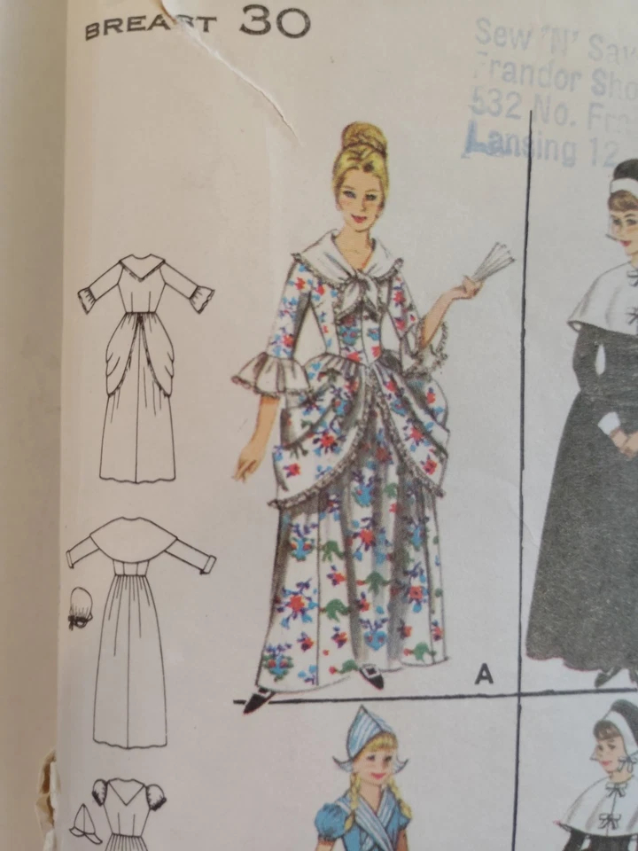 Butterick 3318 Costume Dress Gown Sewing Pattern Childs 12 Colonial Dutch Gypsy - Image 4 of 4