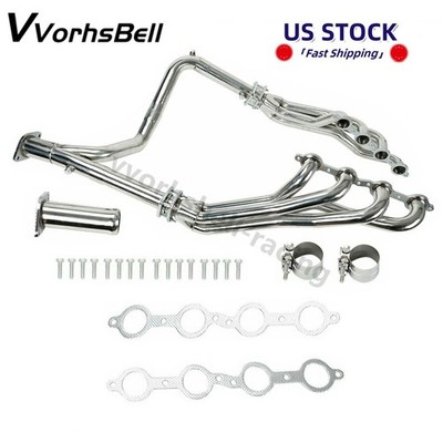 For 07-14 Chevy GMC 4.8L 5.3L 6.0L Long Tube Stainless Steel Headers W/ Y Pipe