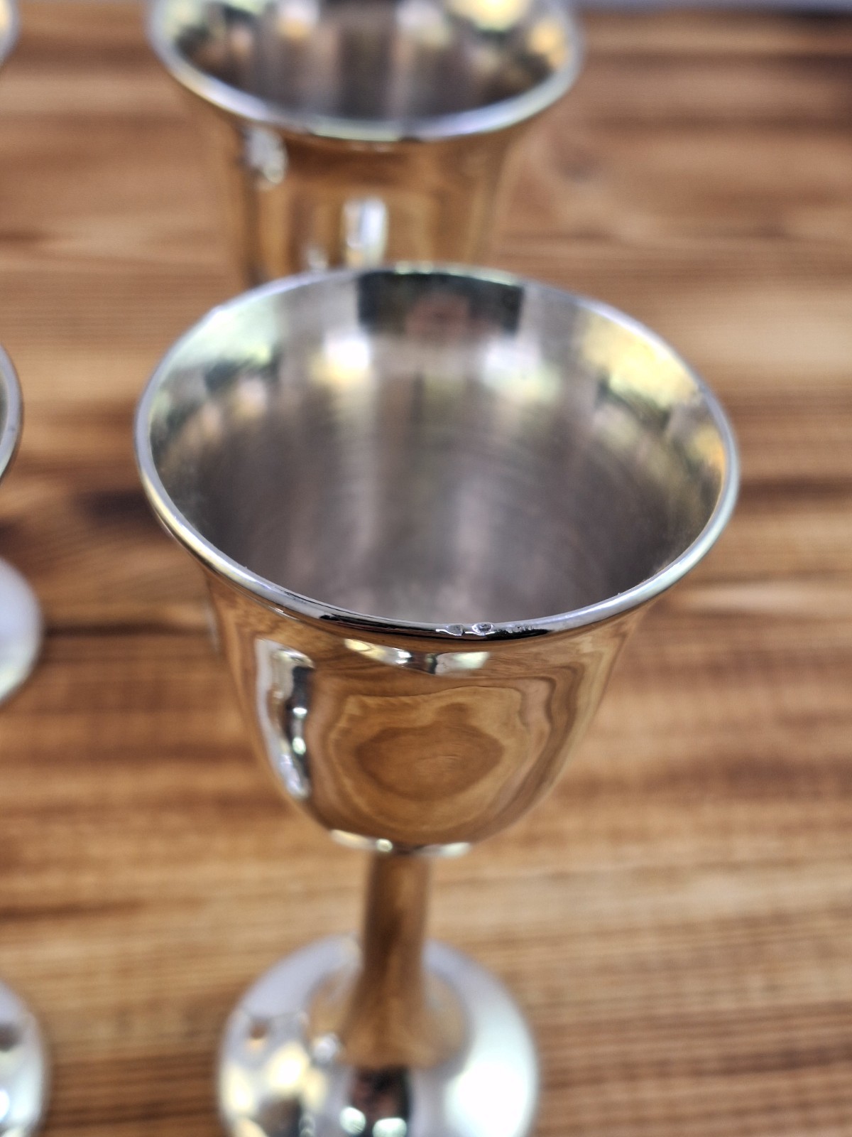 Silver Plated Goblets Set of 4 Marked Italy Cordial 1.5 Oz Shot 4" Tall