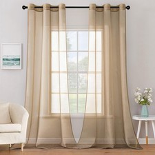 Sheer Curtains 42x96 2 Panel Grommet Light Filtering Taupe Brown