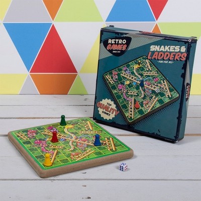 Brettspiel Retro Schlangen und Leitern aus Holz traditionell