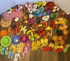 Pretend Play Food Lot Cake Pizza Fruits Veggies Dishes Burgers Fries Chips