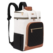 Stillithou Backpack Coolers Insulated 45 Cans, Beige with Black Brown