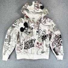 Disney Mickey Mouse Hoodie Youth Small Full Zip Graphic Fleece Allover Print