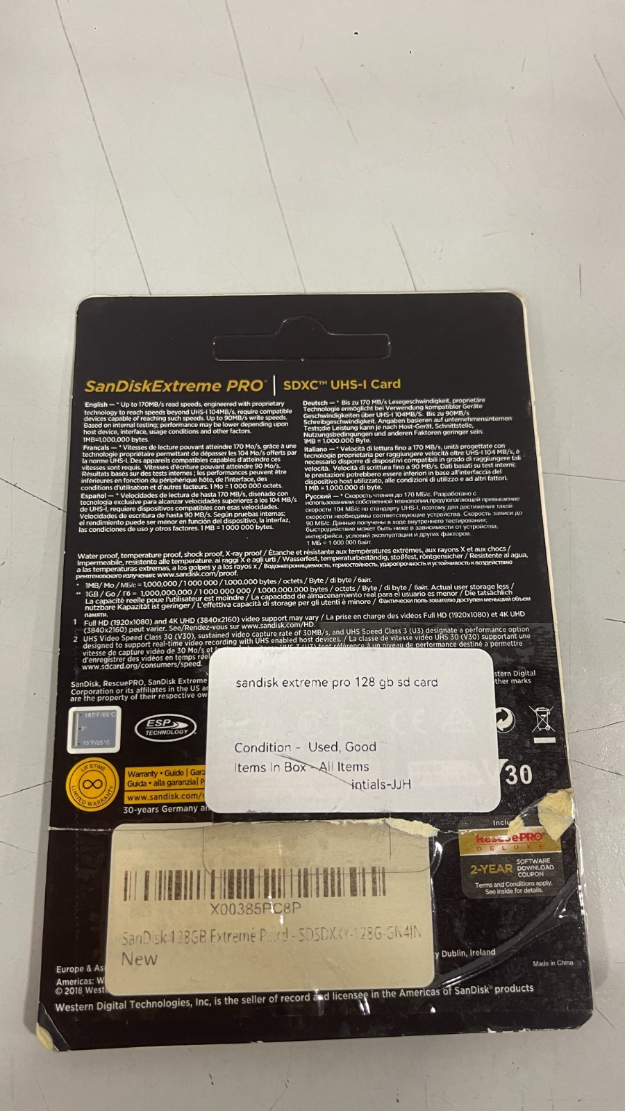 SanDisk 128GB EXTREME PRO UHS-I SDXC MEMORY CARD