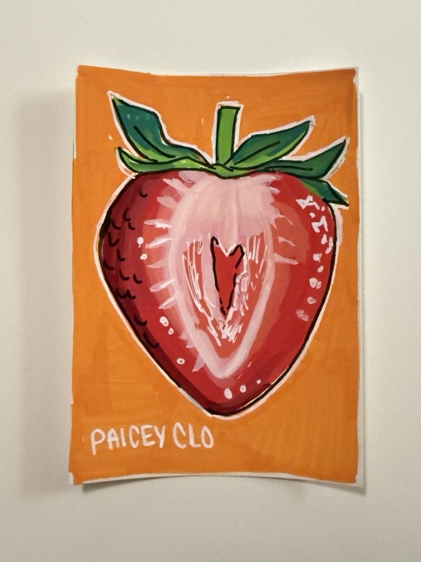 ACEO Miniature Art “Strawberry” Marker Paicey Clower Original plccreates