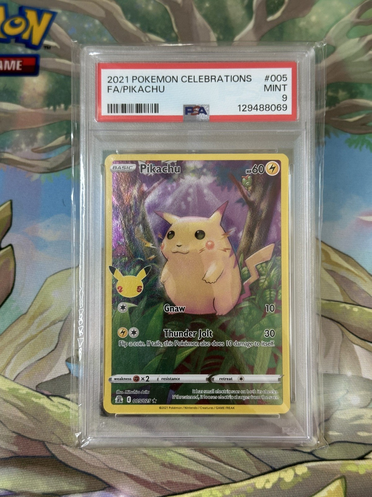 Pokémon Celebrations Pikachu Full Art Holo Rare #005/025 PSA 9 Card view 1