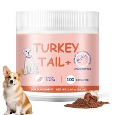 Bacon Flavored Pet Mushroom Powder, Turkey Tail  Probiotics Dog Supplement  