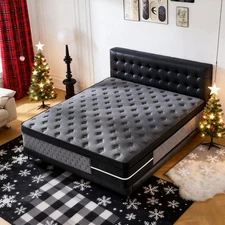 12in Queen Mattress, grey, Pocket Springs, Foam, Medium Firm, Cooling Gel