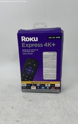 Roku Express 4K+ 3941X2 Voice Remote Media Streaming Device With Box Not Tested