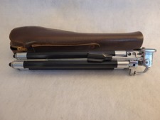Vintage Kinegon Japan Camera 8 Section Telescoping Tripod w/ Leather Case Chrome